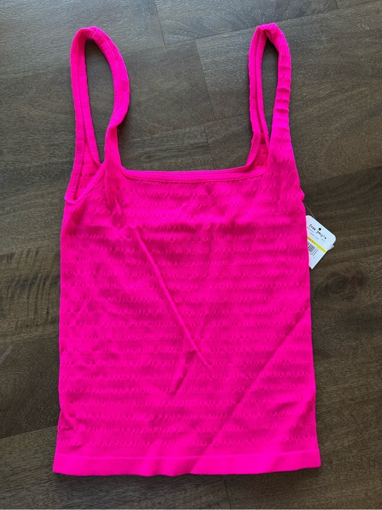 Free People Tops - Free People Neon Pink Cropped Ribbed Tank